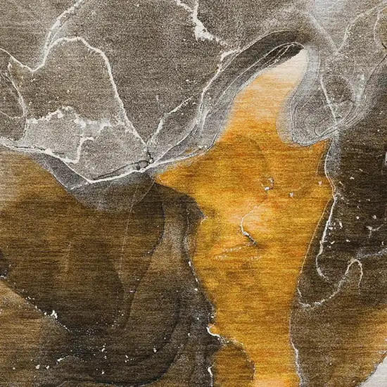 Brown And Ivory Abstract Washable Area Rug With UV Protection Photo 3