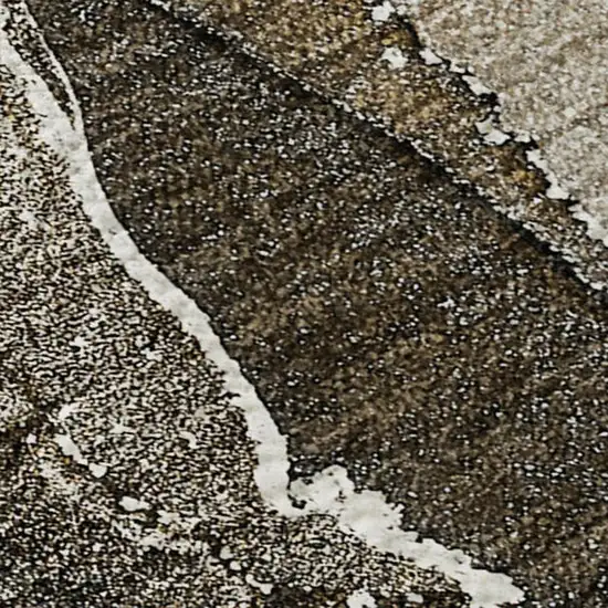 Brown And Ivory Abstract Washable Area Rug With UV Protection Photo 4