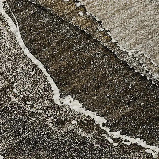 Brown And Ivory Abstract Washable Area Rug With UV Protection Photo 5