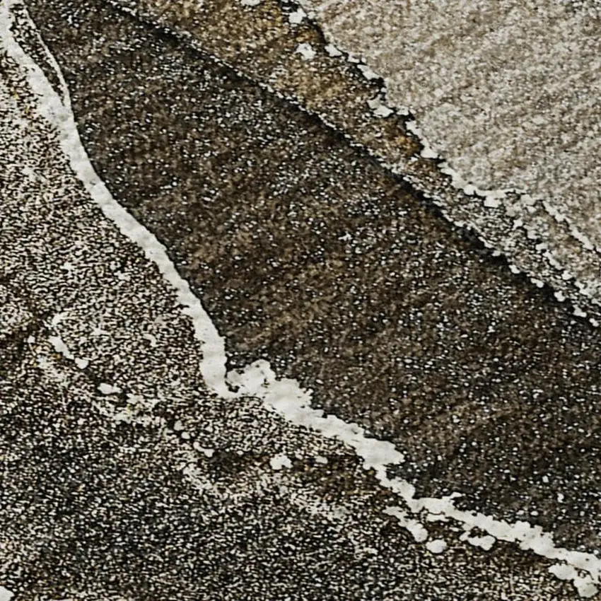 Brown And Ivory Abstract Washable Area Rug With UV Protection Photo 5