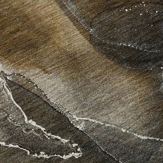 Brown And Ivory Abstract Washable Area Rug With UV Protection Photo 3