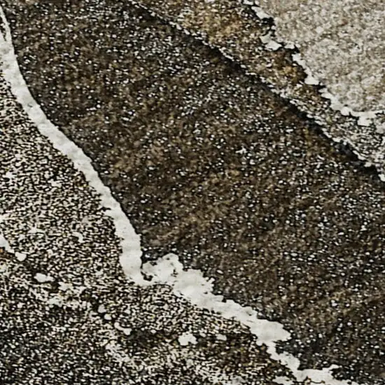 Brown And Ivory Abstract Washable Area Rug With UV Protection Photo 4