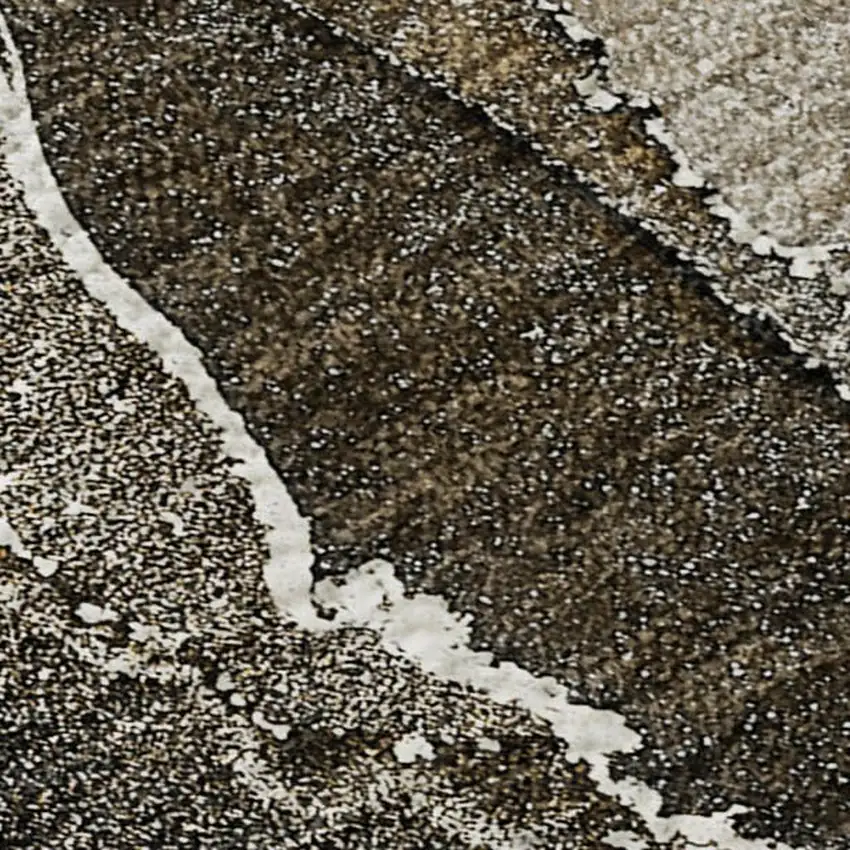 Brown And Ivory Abstract Washable Area Rug With UV Protection Photo 4