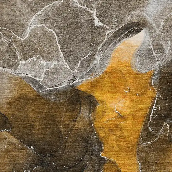 Brown And Ivory Abstract Washable Area Rug With UV Protection Photo 3