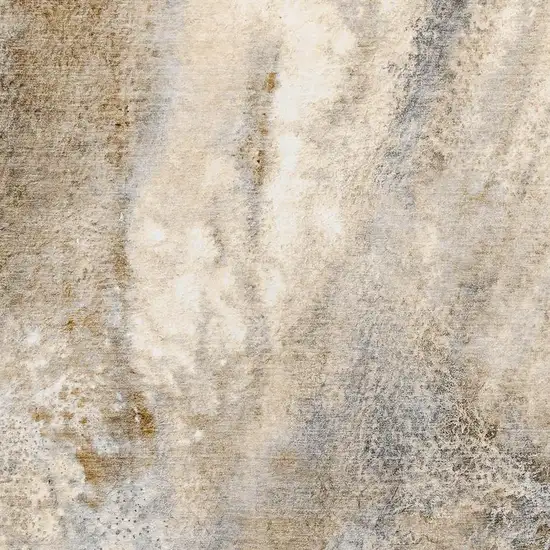 Brown And Ivory Abstract Washable Area Rug With UV Protection Photo 6