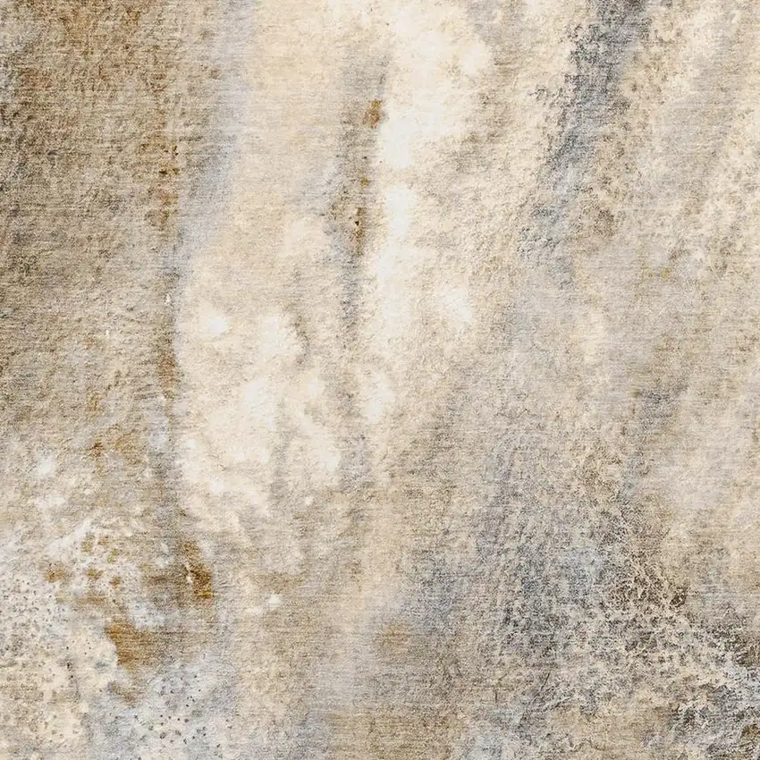 Brown And Ivory Abstract Washable Area Rug With UV Protection Photo 6