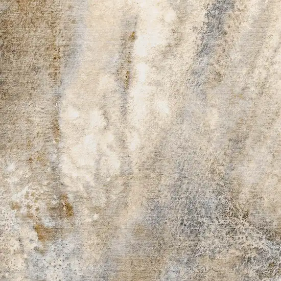 Brown And Ivory Abstract Washable Area Rug With UV Protection Photo 5