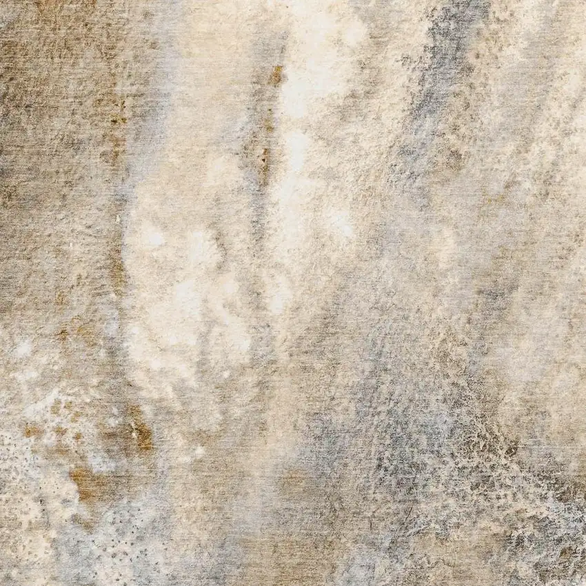 Brown And Ivory Abstract Washable Area Rug With UV Protection Photo 5