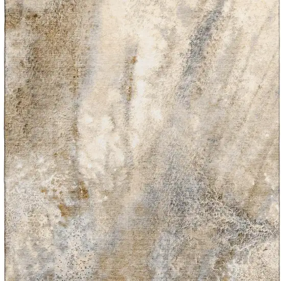 Brown And Ivory Abstract Washable Area Rug With UV Protection Photo 2