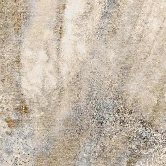 Brown And Ivory Abstract Washable Area Rug With UV Protection Photo 2