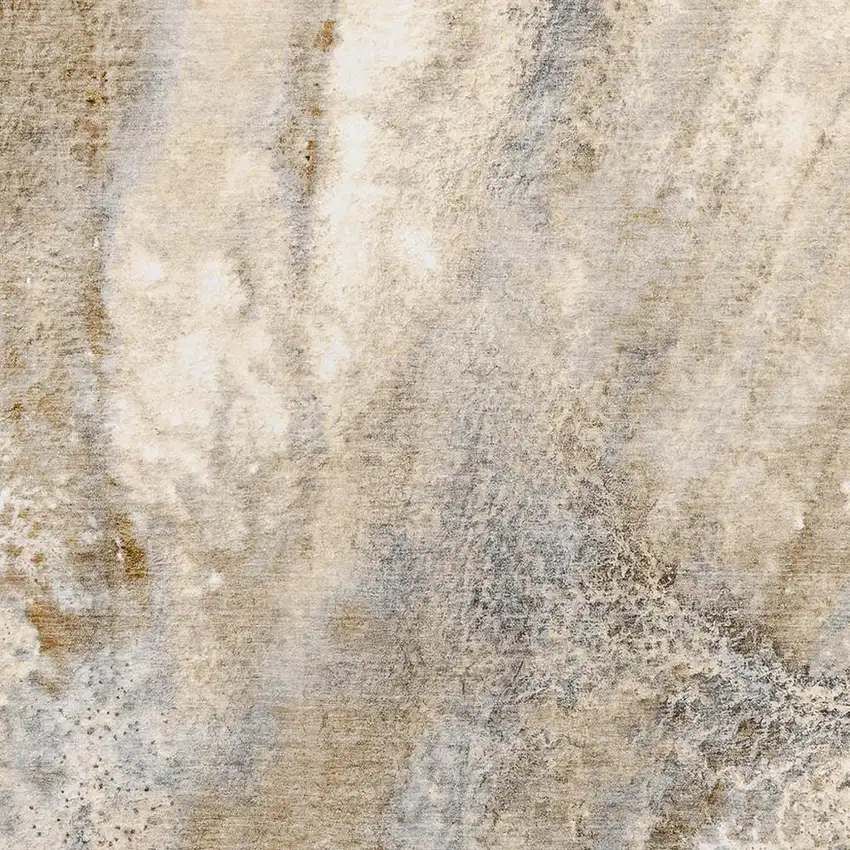 Brown And Ivory Abstract Washable Area Rug With UV Protection Photo 2