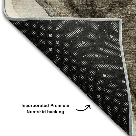 Brown And Ivory Abstract Washable Area Rug With UV Protection Photo 9