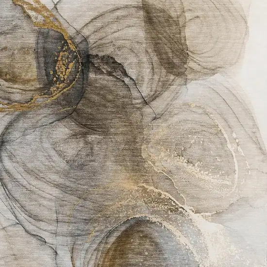 Brown And Ivory Abstract Washable Area Rug With UV Protection Photo 4