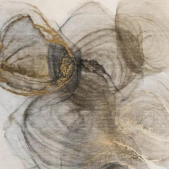 Brown And Ivory Abstract Washable Area Rug With UV Protection Photo 9