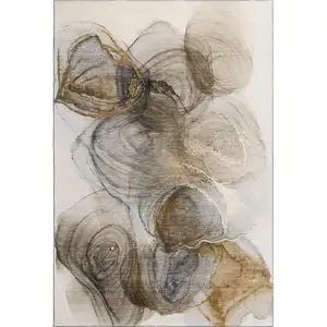 Photo of Brown And Ivory Abstract Washable Area Rug With UV Protection