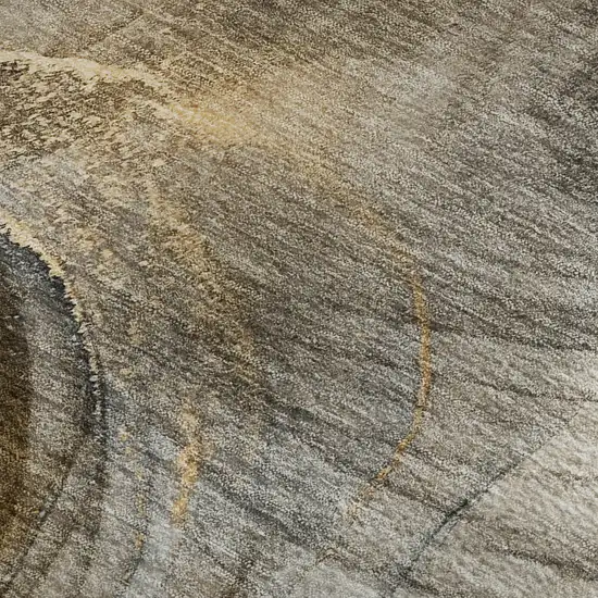 Brown And Ivory Abstract Washable Area Rug With UV Protection Photo 4