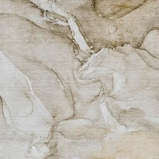 Brown And Ivory Abstract Washable Area Rug With UV Protection Photo 3