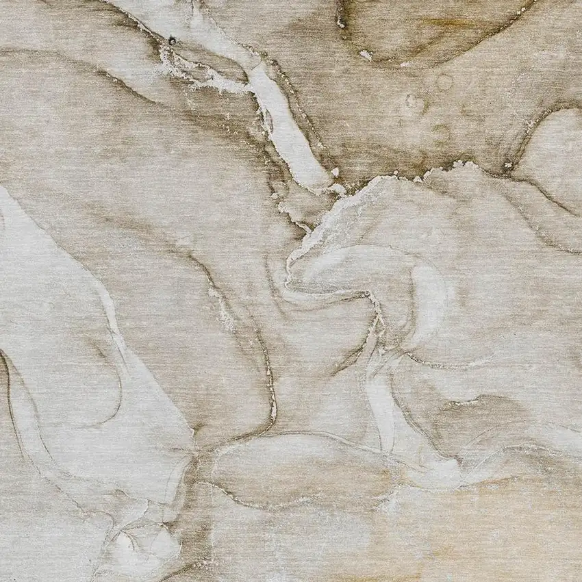 Brown And Ivory Abstract Washable Area Rug With UV Protection Photo 3