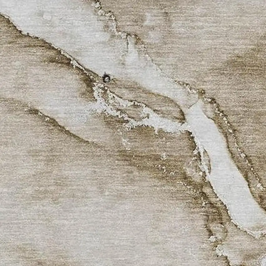 Brown And Ivory Abstract Washable Area Rug With UV Protection Photo 4