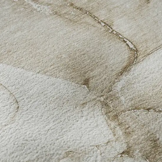 Brown And Ivory Abstract Washable Area Rug With UV Protection Photo 5