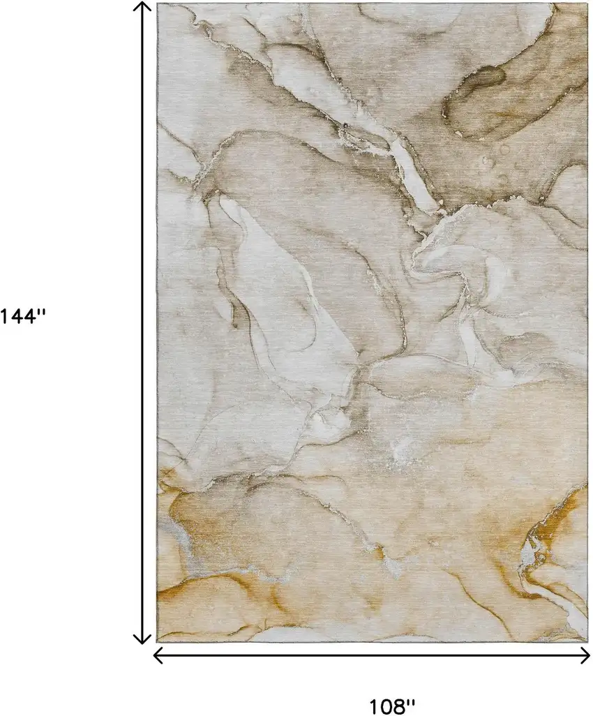 Brown And Ivory Abstract Washable Area Rug With UV Protection Photo 6
