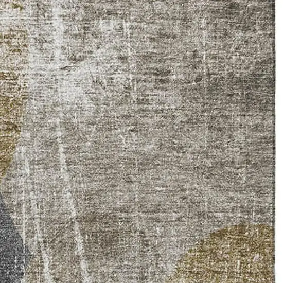 Brown And Ivory Abstract Washable Area Rug With UV Protection Photo 3