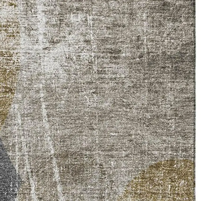 Brown And Ivory Abstract Washable Area Rug With UV Protection Photo 3