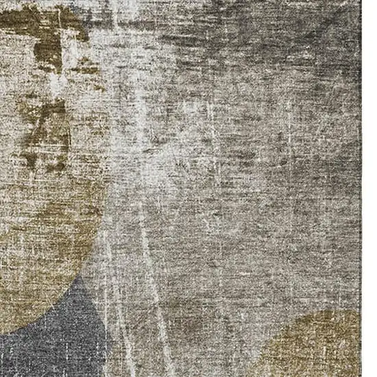 Brown And Ivory Abstract Washable Area Rug With UV Protection Photo 4