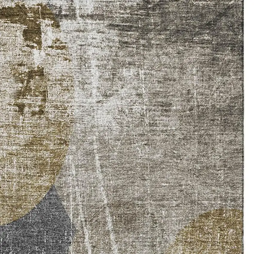 Brown And Ivory Abstract Washable Area Rug With UV Protection Photo 4