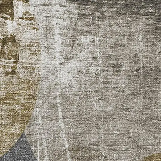 Brown And Ivory Abstract Washable Area Rug With UV Protection Photo 3