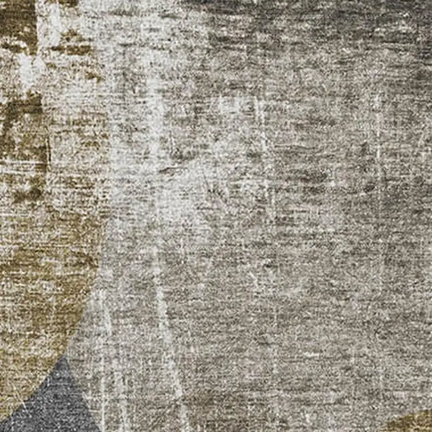 Brown And Ivory Abstract Washable Area Rug With UV Protection Photo 3