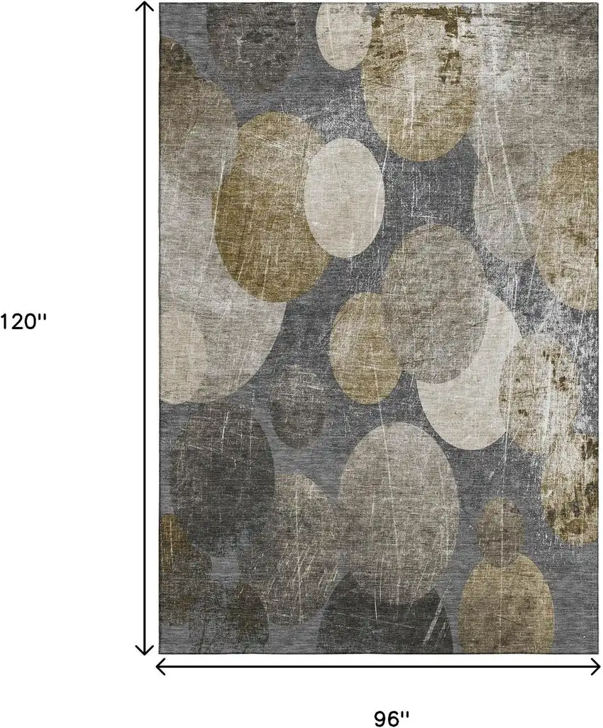 Brown And Ivory Abstract Washable Area Rug With UV Protection Photo 7