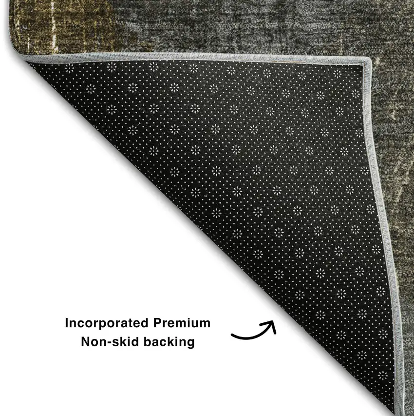 Brown And Ivory Abstract Washable Area Rug With UV Protection Photo 8