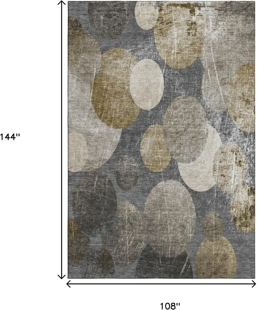 Brown And Ivory Abstract Washable Area Rug With UV Protection Photo 5