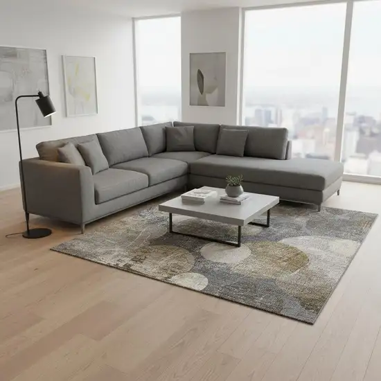 Brown And Ivory Abstract Washable Area Rug With UV Protection Photo 2