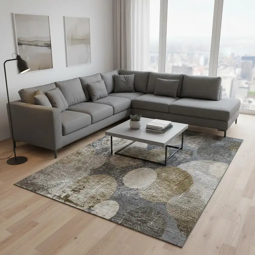 Brown And Ivory Abstract Washable Area Rug With UV Protection Photo 2