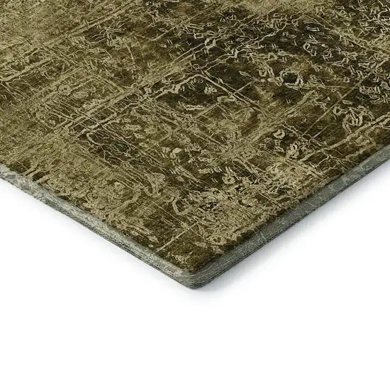 Brown And Ivory Abstract Washable Area Rug With UV Protection Photo 7
