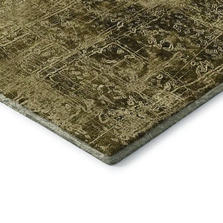Brown And Ivory Abstract Washable Area Rug With UV Protection Photo 7