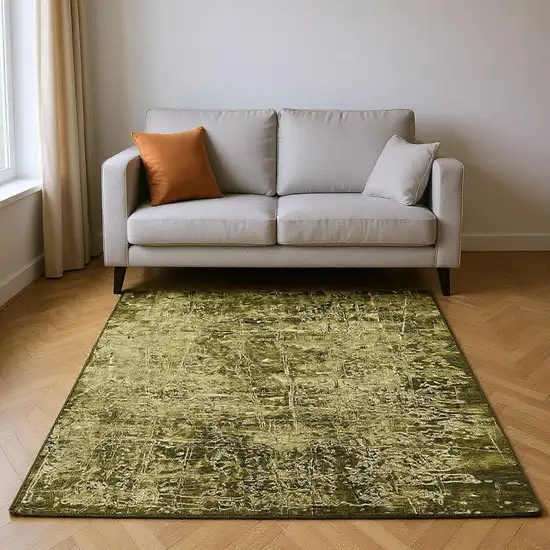 Brown And Ivory Abstract Washable Area Rug With UV Protection Photo 2