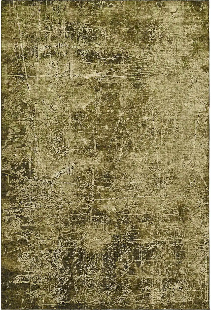 Brown And Ivory Abstract Washable Area Rug With UV Protection Photo 4