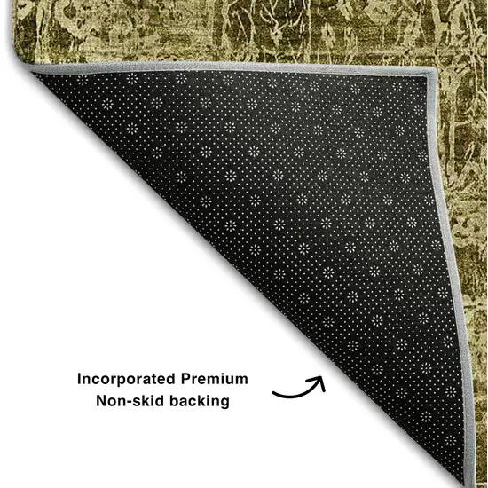 Brown And Ivory Abstract Washable Area Rug With UV Protection Photo 7