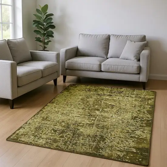 Brown And Ivory Abstract Washable Area Rug With UV Protection Photo 2