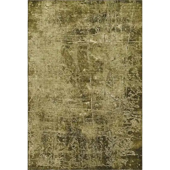 Brown And Ivory Abstract Washable Area Rug With UV Protection Photo 1