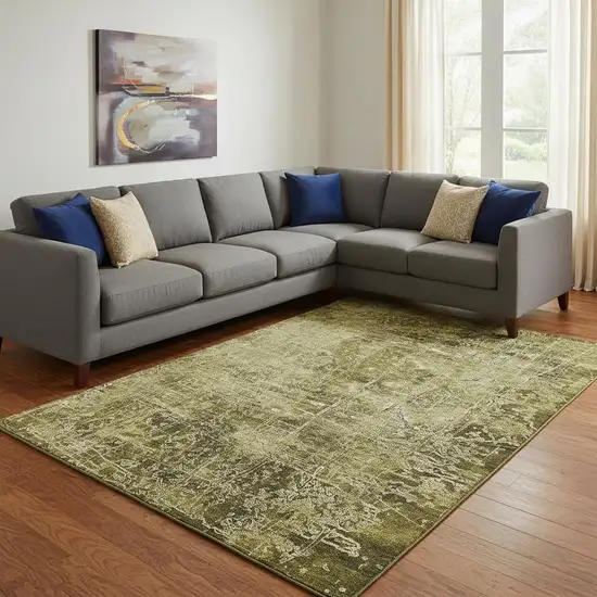 Brown And Ivory Abstract Washable Area Rug With UV Protection Photo 1