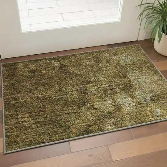 Brown And Ivory Abstract Washable Area Rug With UV Protection Photo 2