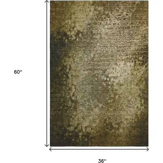 Brown And Ivory Abstract Washable Area Rug With UV Protection Photo 6