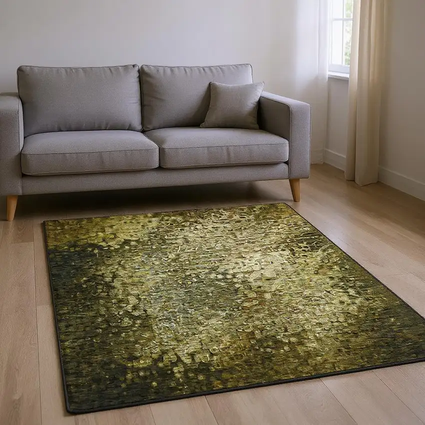 Brown And Ivory Abstract Washable Area Rug With UV Protection Photo 2