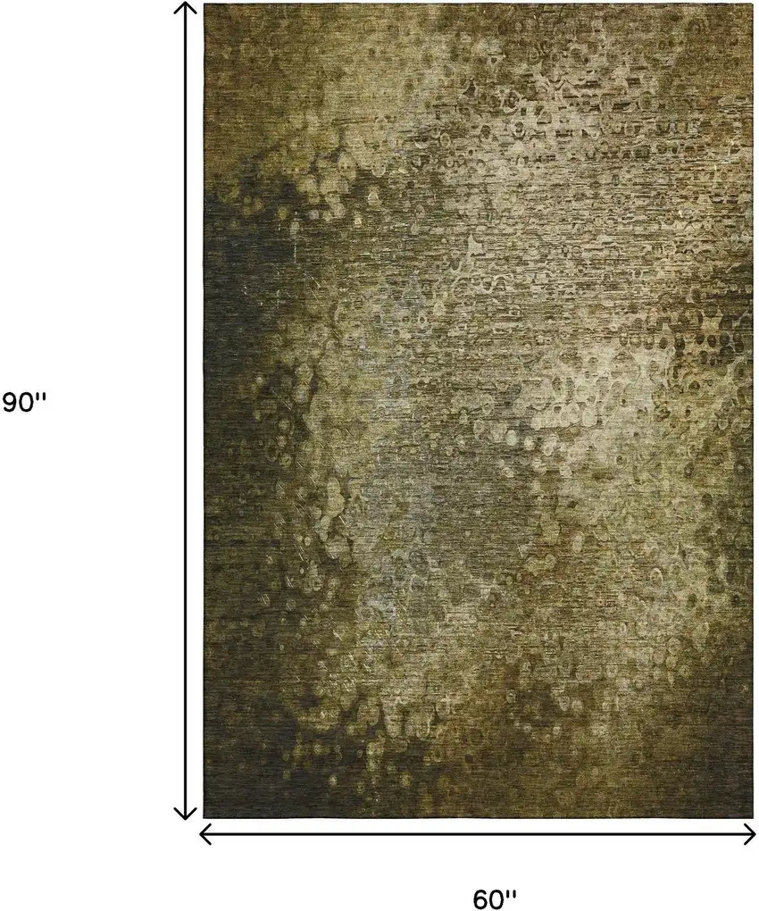 Brown And Ivory Abstract Washable Area Rug With UV Protection Photo 3