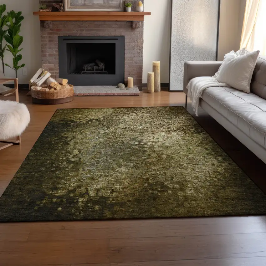 Brown And Ivory Abstract Washable Area Rug With UV Protection Photo 6