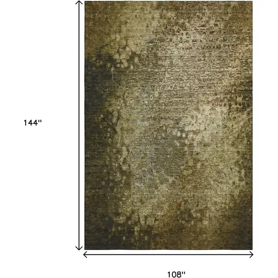 Brown And Ivory Abstract Washable Area Rug With UV Protection Photo 7
